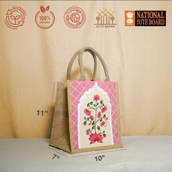 Jute Cottage LOTUS JHOROKHA Zipper Lunch Bag 11x10 - B-314